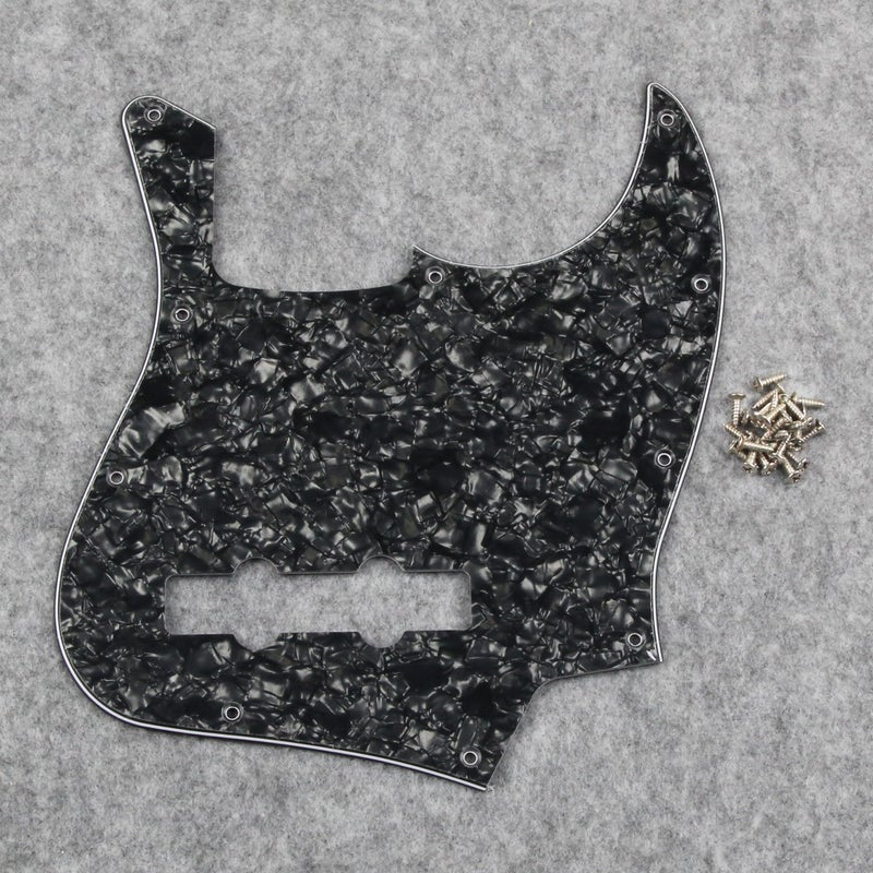 FLEOR 10 Hole J Bass Pickguard Scratch Plate Pick Guards for 4 Strings American/Mexican Standard J Bass Part, 4Ply Black Pearl - Image 4